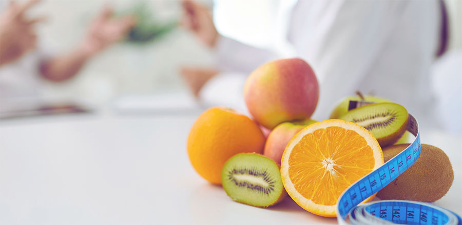 Fruits and veggies on table